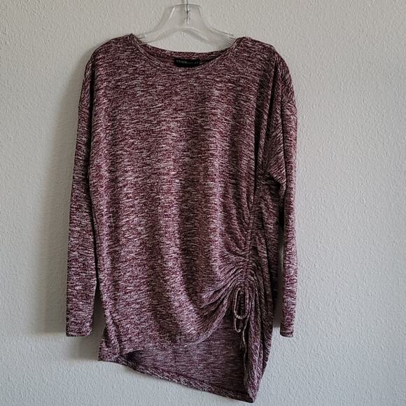 DESIGN HISTORY Tunic Long Sleeve Sweater Cinched Size Small Burgundy - Picture 1 of 7